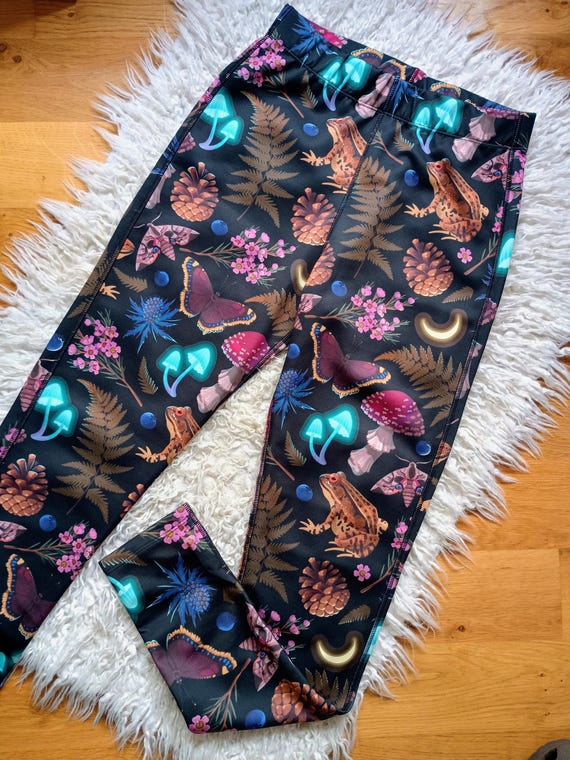 Forest Glow Leggings: Enchanted Woodland Magic Witch Whimsical Fern Mushroom Boho