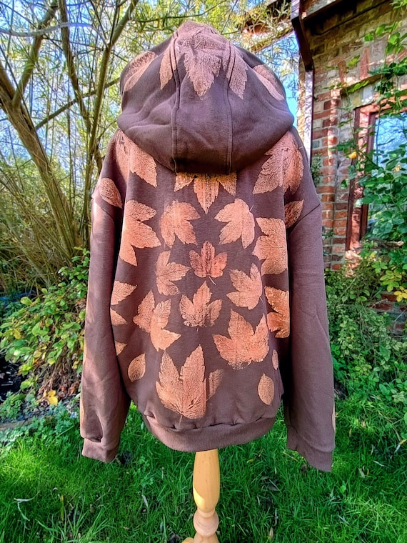 Leaf Print Hoodie: Foraged Forest Design - Heavyweight