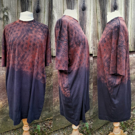 Sacred Geometry T-Shirt Dress: Organic Cotton Psy Pixie Tekno