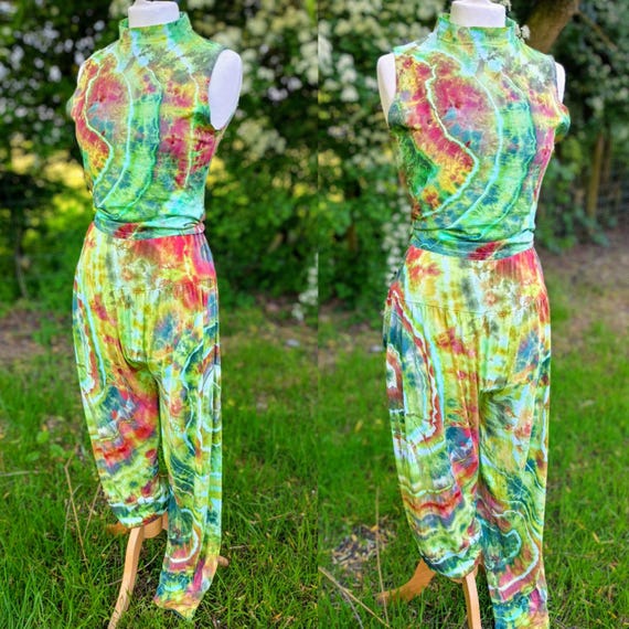Ice Dye Harem Pant Set: Festival Co-ord - UK 12/14