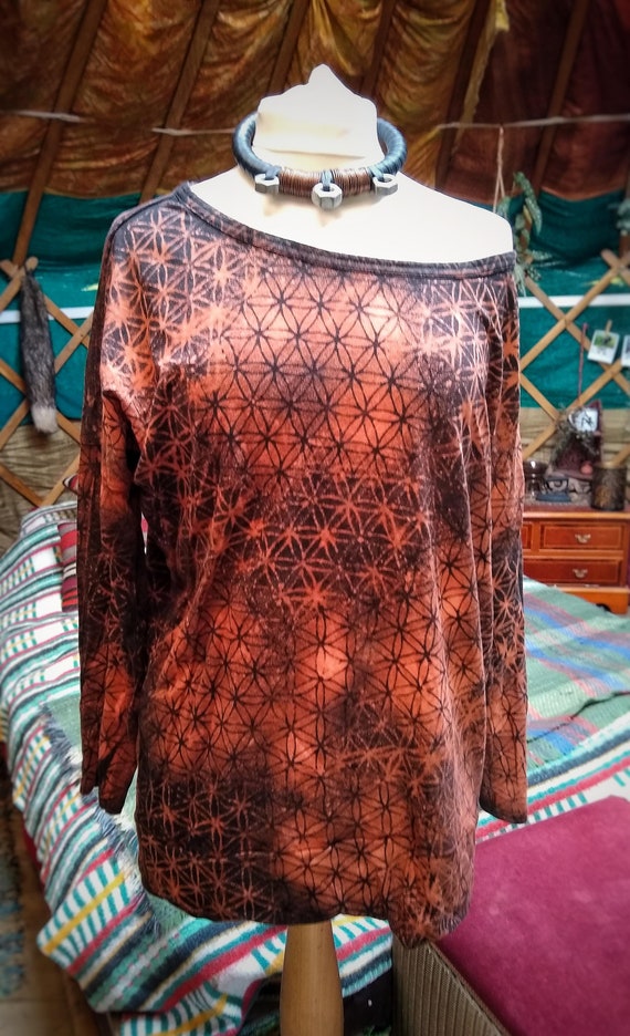 Sacred Geometry Flower of Life Top: Organic Cotton Long Sleeve