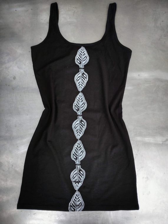 Organic Cotton Block Printed Tank Dress: Pixie Forest Fae Psy Trance