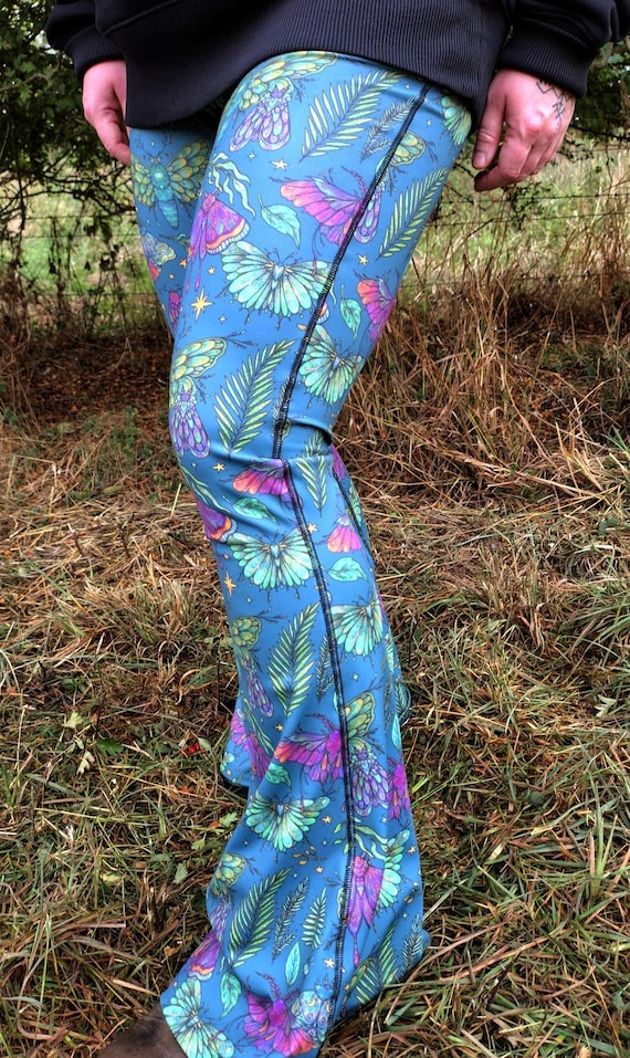 Fairy Moth flared leggings Yoga pants Boho Whimsical Fairy Fae Pixie