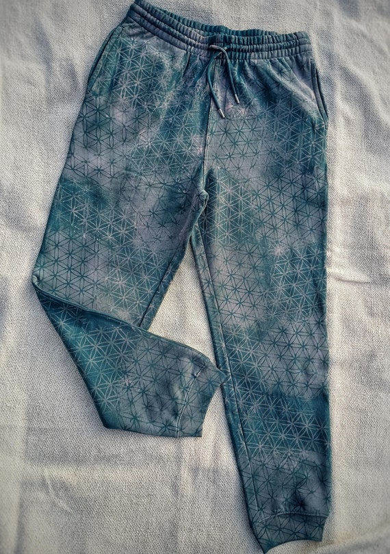 Organic Cotton Sacred Geometry Joggers - Teal Festival Sweatpants