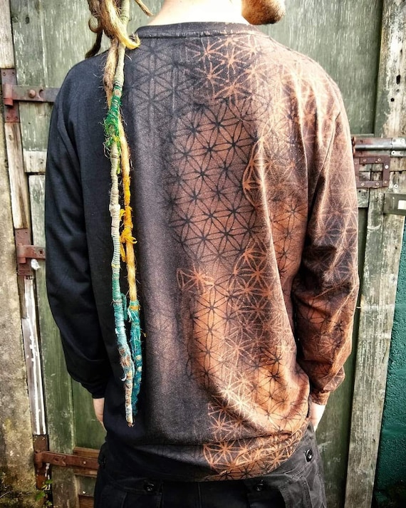 Organic Cotton Long Sleeve T-Shirt: Sacred Geometry Flower of Life