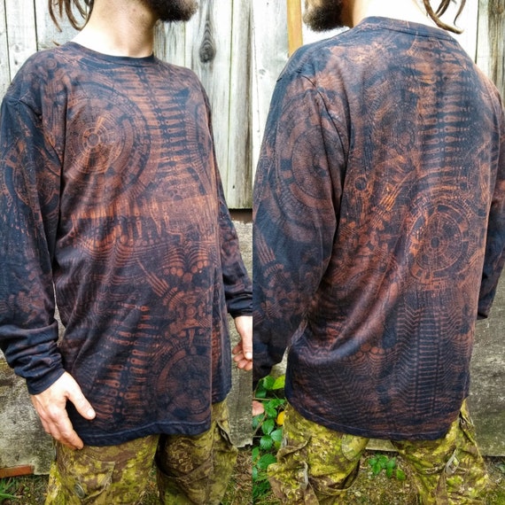 Chaos Long Sleeve Organic Cotton T-shirt: Cyberpunk Rave Top