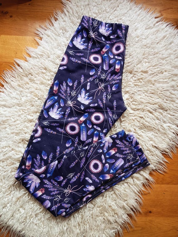 Magic Lavender Leggings Witch Whimsical Lavender Crystals Boho