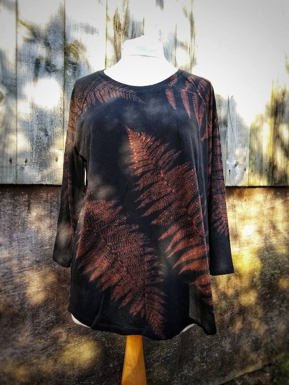 Eco Printed Fern Top: Organic Cotton Tencel Blend - Forest Fae