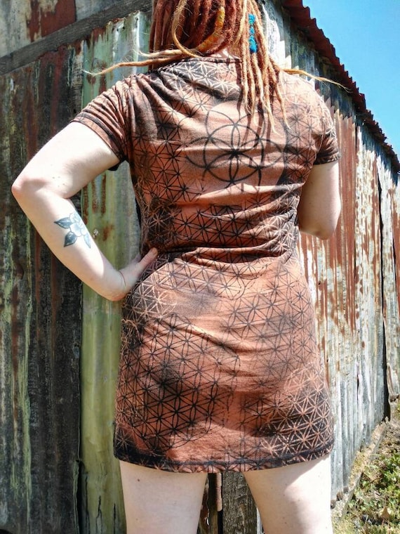 Organic Cotton T-Shirt Dress: Sacred Geometry Festival Tunic
