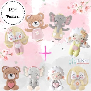 PDF Pattern/ Felt Pattern/Baby animals/ Felt Baby Animals/ DIY Baby Gils Animals/ Baby animals Pattern/ Felt bay girls/ PDF Sewing