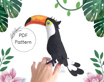 Patrón PDF/Patrón de fieltro/ Tucán/Patrón de tucán de fieltro /Patrón de pájaros /Patrón PDF Tucán/ Patrón de costura de tucán de fieltro/ PDF Tucán/ Tucán