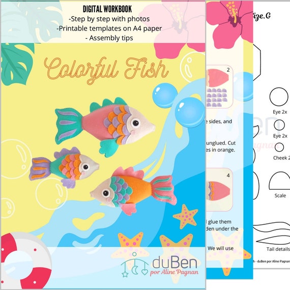 PDF Pattern/ Felt Pattern/Colorful Fish/ Felt Fish/ DIY Felt Fish/ Little  Fish Pattern/ PDF Fish pattern/ Felt Little Fish/Fish/Colored Fish