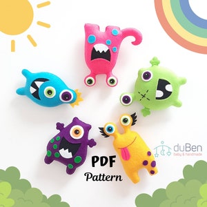 PDF Pattern/ Felt Pattern/Little Monsters/ Felt Monsters Friends/ DIY Little Monsters/ baby Monster Pattern/Felt Monster/Felt Little Monster