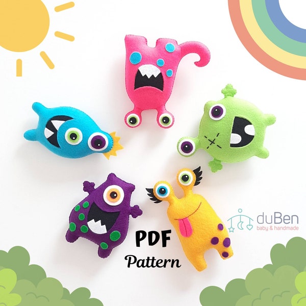 PDF-Muster/Filzmuster/Kleine Monster/Filzmonster Freunde/DIY Kleine Monster/Babymonstermuster/Filzmonster/Filzkleines Monster