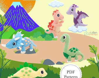 PDF Pattern/ Felt Pattern/Felt Dinosaur/ Felt Baby Dino/ DIY Dino/ Baby Dinosaur Pattern/ Dinosaur Sewing/ Dino Pdf/ Dinos Pattern