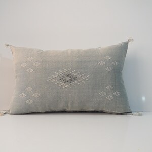 Handmade Moroccan Cactus Silk Lumbar Pillow Cover - 35&quot;x19&quot;