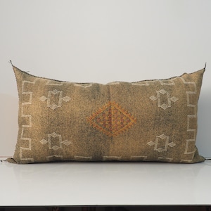 Handmade Moroccan Cactus Silk Lumbar Pillow Cover - 36x20
