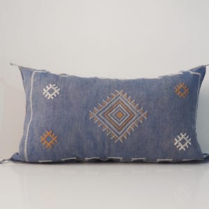 Large Lumbar Sabra Cactus Silk Pillow: Moroccan Boho Cushion Cover