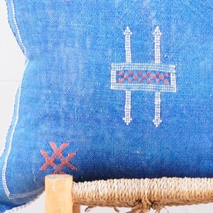 Blue Moroccan silk cactus pillowcover,Moroccan sabra cushion unstuffed image 4