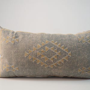 Large Moroccan Sabra Cactus Silk Lumbar Pillow: Boho Ethnic Cushion