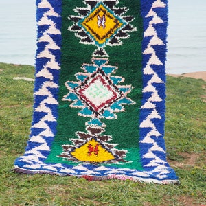 Vintage  Boucherouite rug 6,8 by 3.5 feet  Moroccan rug Runner rug old rug Azilal rug Moroccan carpet