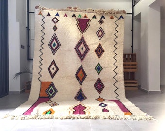 Hand Woven Moroccan Rug: Beni Ourain Style, Pink Touch Berber Carpet