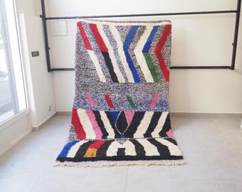 Hand Woven Wool Moroccan Rug: Pink Berber Carpet (8'5x5 feet)