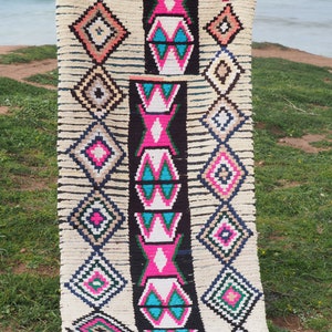 Vintage Boucherouite Moroccan Rug Runner (7.2x3 ft)