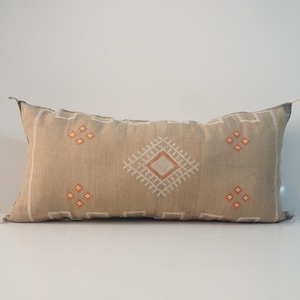 Handmade Moroccan Cactus Silk Lumbar Pillow Cover - 35&quot;x19&quot;