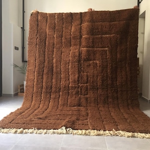Moroccan rug Style from Morocco , ivory Handmade Moroccan Rug, Moroccan Berber Carpet - Morocco rug - Hand woven rug , Brown rug