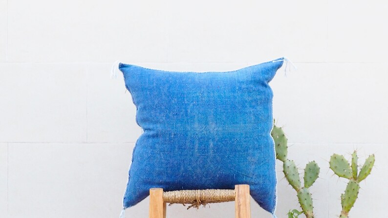 Blue Moroccan silk cactus pillowcover,Moroccan sabra cushion unstuffed image 3