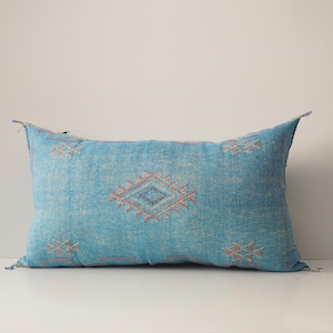 Moroccan Sabra Cactus Silk Lumbar Pillow: Boho Ethnic Cushion Cover