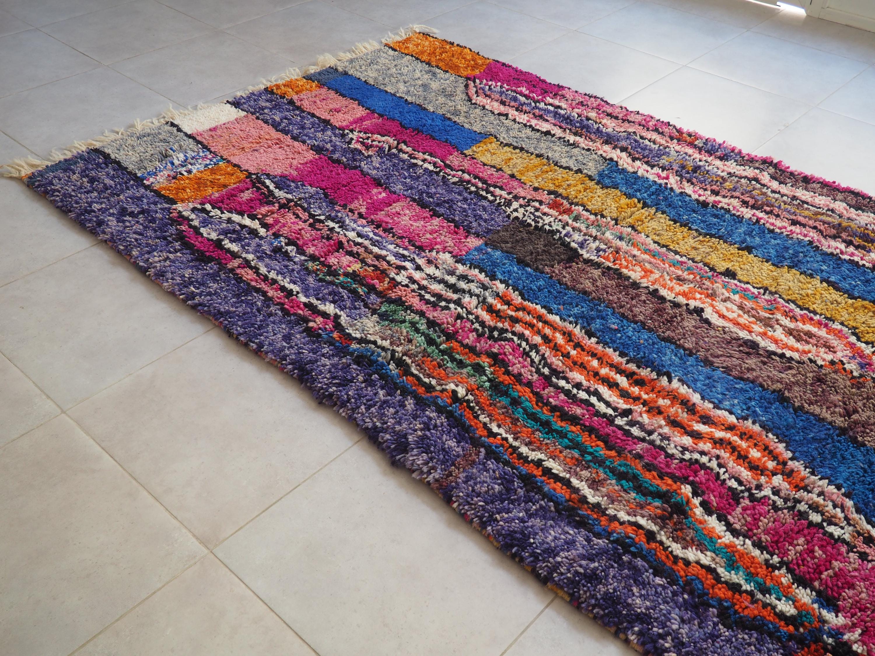 モロッコウールラグ 手織り 多色 カラフル アジラルラグ154x212cm モロッコウールラグ 手織り 多色 カラフル アジラルラグ154x212cm