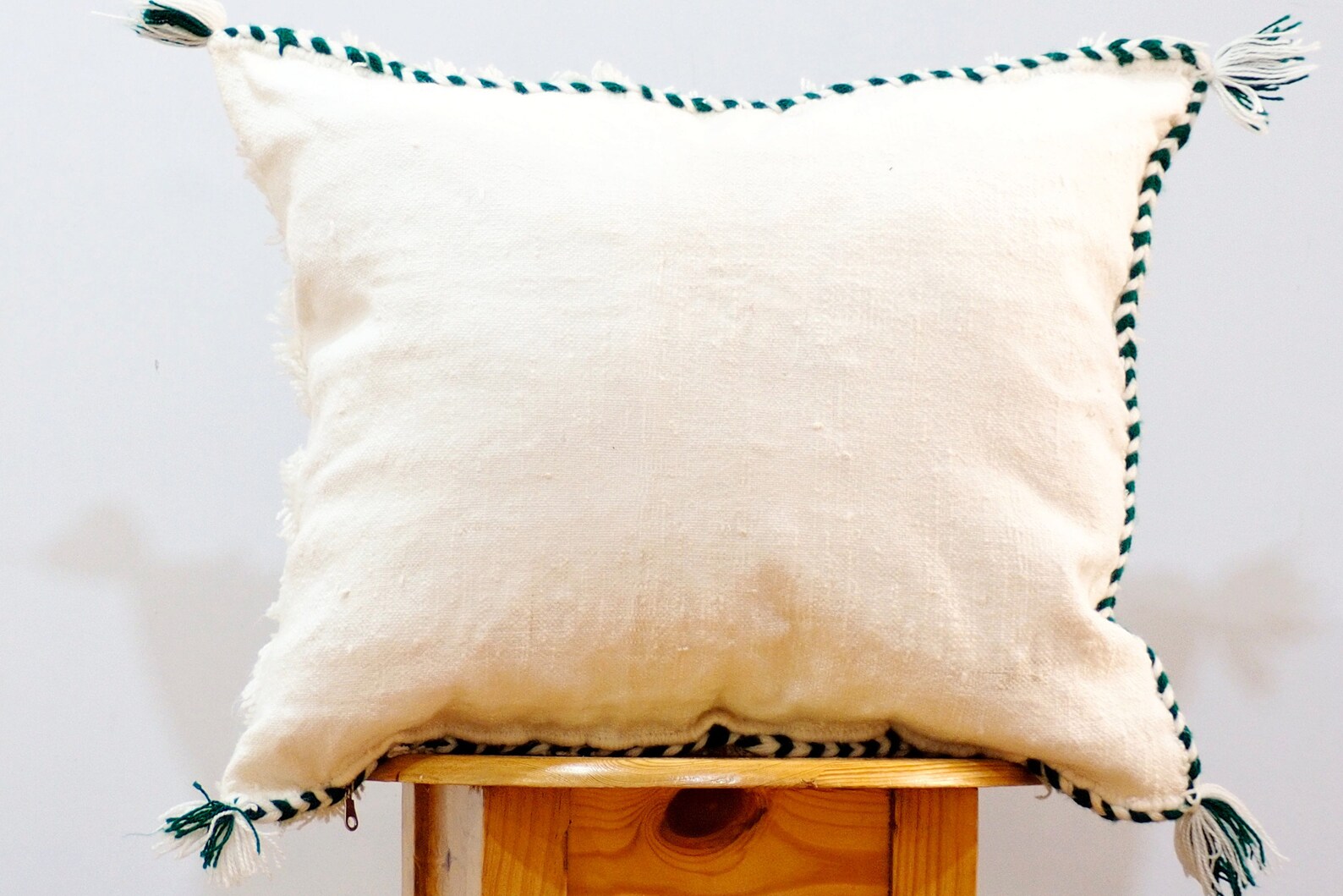 Handwoven Moroccan Wedding Blanket Pillow Cover with Sequins — view 4