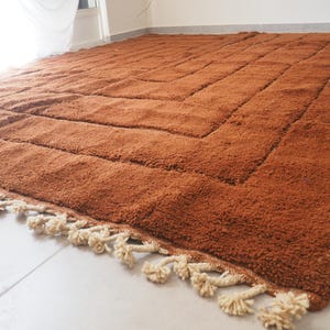 Brown Moroccan rug Style from Morocco , ivory Handmade Moroccan Rug, Moroccan Berber Carpet - Morocco rug - Hand woven rug , Brown rug