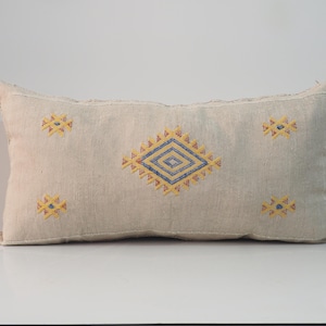 Handmade Moroccan Cactus Silk Lumbar Pillow Cover - 37x19