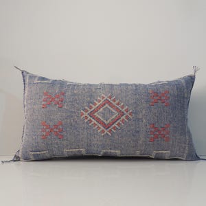 Large Lumbar Sabra Cactus Silk Pillow: Moroccan Boho Cushion Cover