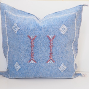 Blue Moroccan Silk Cactus Pillow Cover: Berber Design