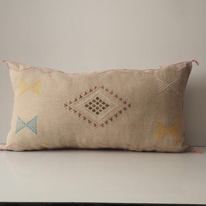 Handmade Moroccan Cactus Silk Lumbar Pillow Cover - 35&quot;x19&quot;
