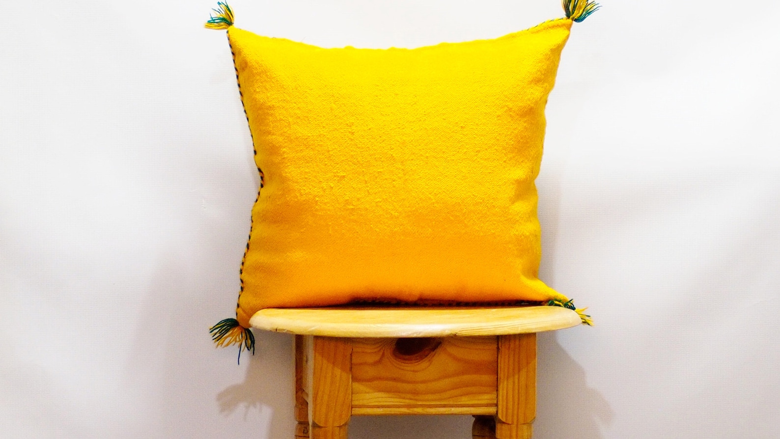 Yellow Handira Pillow Cover with Sequins & Metal Discs — view 4