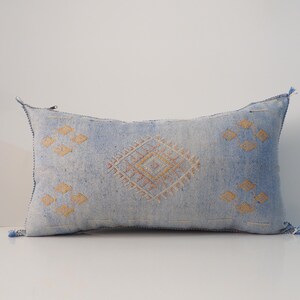 Moroccan Sabra Cactus Silk Lumbar Pillow: Boho Ethnic Cushion Cover
