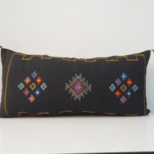 Large Lumbar Sabra Cactus Silk Pillow: Moroccan Boho Cushion Cover