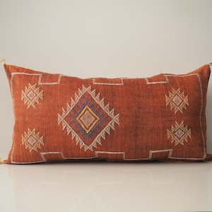 Handmade Moroccan Cactus Silk Lumbar Pillow Cover - 35&quot;x19&quot;