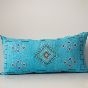Moroccan Sabra Cactus Silk Lumbar Pillow: Boho Ethnic Cushion Cover