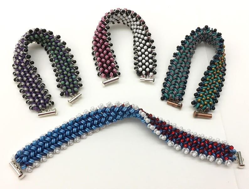 Reversible QuadraLentil Herringbone Bracelet