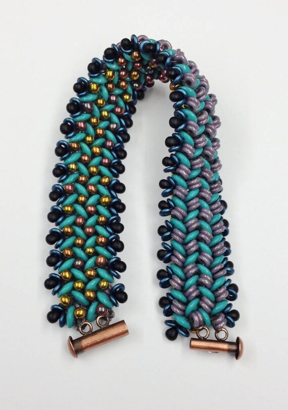 Reversible QuadraLentil Herringbone Bracelet