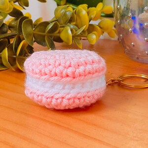 Pink Macaron Keychain Crochet Macaron Keychain Macaron Keychain Crochet Keychain Cute Keychain Food Keychain Macaron Handmade Gift For Her