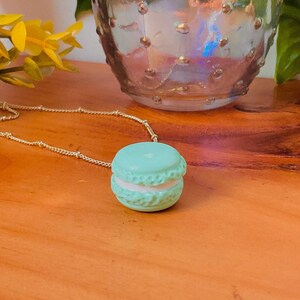 Mint Macaron Necklace Polymer Clay Necklace Cookie Necklace Food Clay Necklace Cute Necklace Handmade Jewelry  Necklace Gift For Her Cute