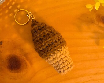 Crochet Ice Cream Keychain Handmade Chocolate Food Bag Charm