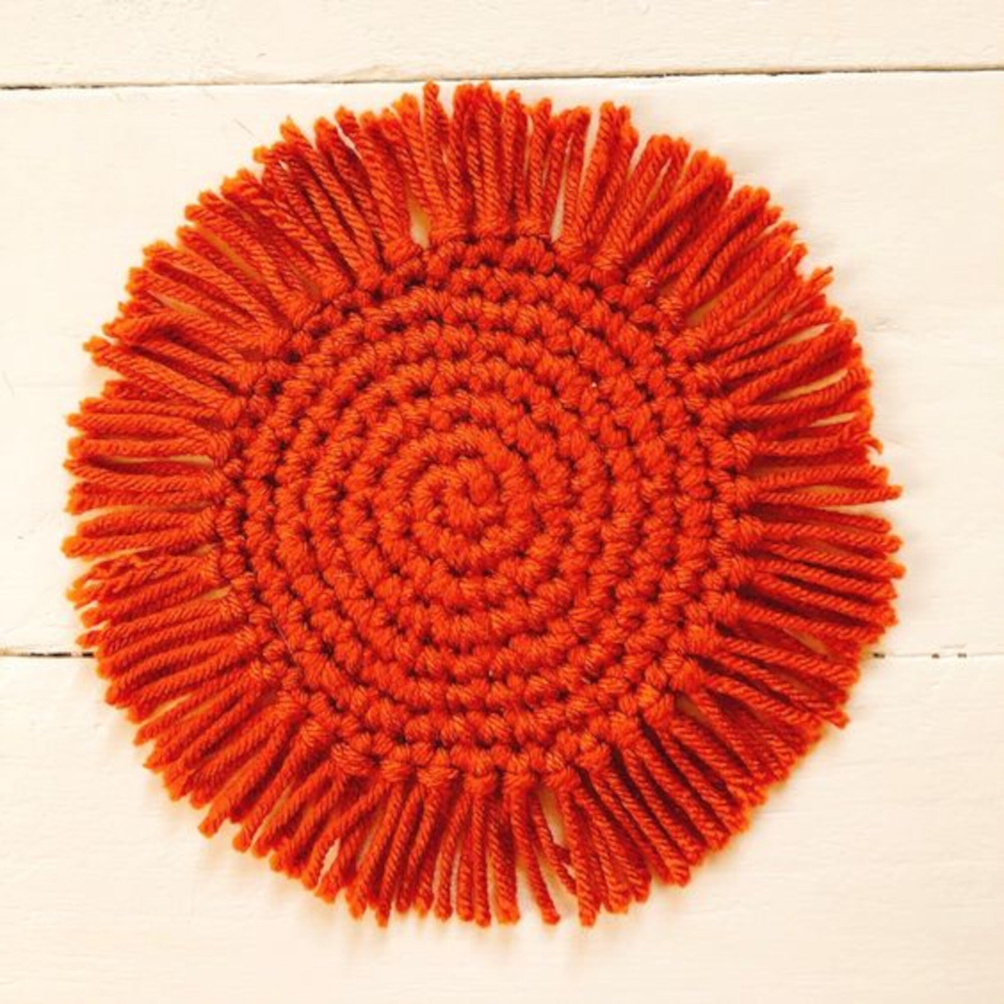 Boho Crochet Orange Coaster/ Set of 4 Coasters/ Boho Coasters/ Etsy